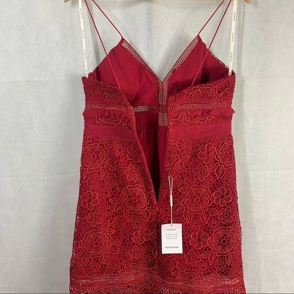 Self Portrait Red Floral Blush Midi Dress Size US 8 - Picture 11 of 16